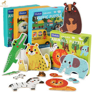 Grand Puzzle Six-en-un pour enfants de 3 à 6 ans, animaux marins de la forêt - Product Image 2