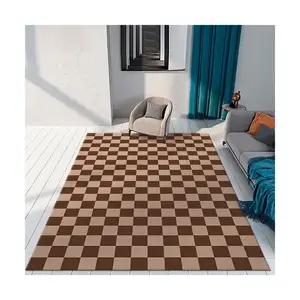 Moroccan Color Checkerboard Plaid Carpet Bedroom Rug Anti-skid Entry Door Mats Household Bedside Rugs Bay Window Mat Living Room