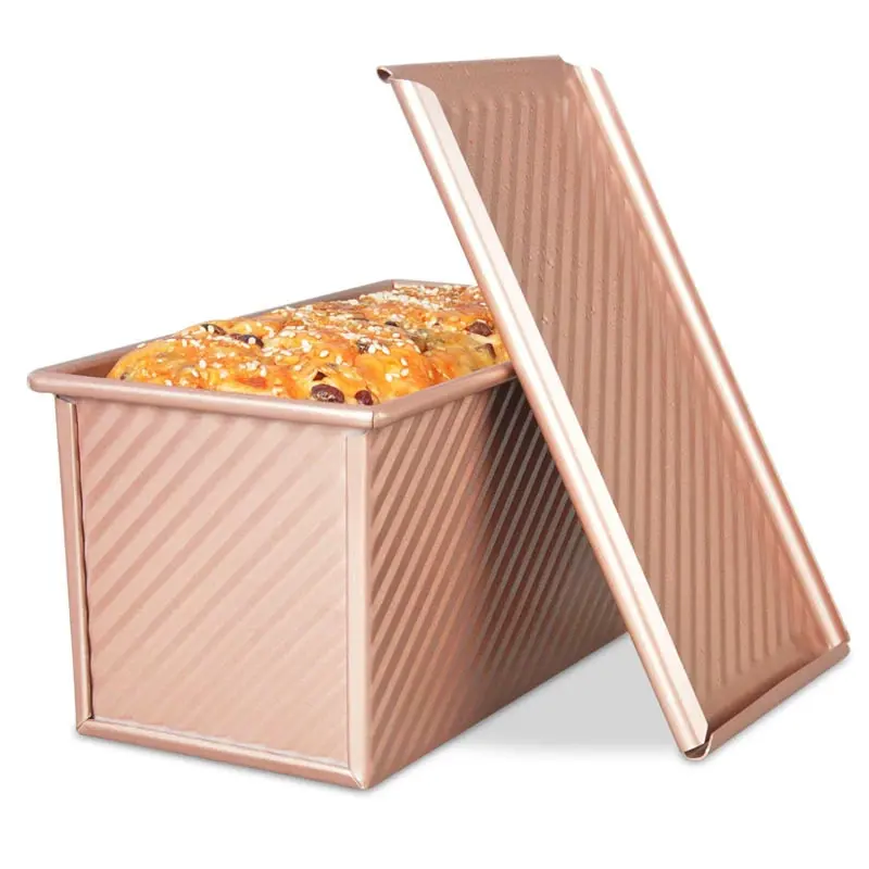 Panci Roti Panggang Baja Karbon, Kotak Roti Panggang Anti Lengket, Pullman Panjang dengan Penutup Tutup
