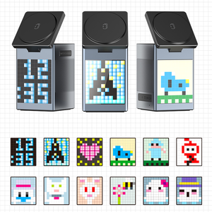 2025 xu hướng sản phẩm 6-in-1 pixel hoạt hình BT loa đồng hồ báo thức đa chức năng từ điện thoại sạc không dây đứng - Product Image 2