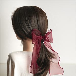 MIO, venta al por mayor, pinza de pelo con lazo nupcial, accesorios de moda para mujer, tela de Organza hecha a mano, talla grande, 13 colores, lazos, pinza de pelo - Product Image 1