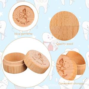 Tooth Fairy <b>Box</b> Wooden Round Storage For Childrens <b>Baby</b> Teeth Keepsake Natural Wood Color Ly1107 - Product Image 1