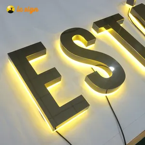 Nuevo diseño 3D logotipo iluminado LED retroiluminado señal canal 3D letras signos LED letras signo con impermeable