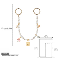Accessoires de mode : Porte-clés chaîne de perles avec breloques papillon, fleur et strass interchangeables, breloque de sac pour femme