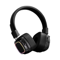 Auriculares de diadema retro de metal para gaming, inalámbricos de un solo oído con chipset JL, luz LED y bajos potentes, directos de fábrica.