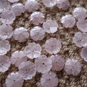 12mm Carved Flower Rose Quartz Spacer Beads Gemstone Loose Beads