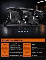 Phares LED modifiés HXFG pour Land Cruiser LC200 2007-2015 avec feux de jour et clignotants séquentiels, rénovation des feux avant, Plug and Play pour Toyota