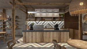 Diseño de interiores moderno para cafetería, mostrador de bar personalizado para cafetería, muebles de madera para tienda de dulces, decoración comercial para tiendas. - Product Image 5