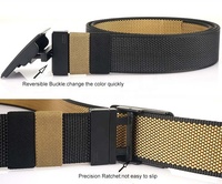 Ceinture tactique en nylon réversible bicolore pour jeunes hommes, style simple et double, pour l'exploration en extérieur, avec boucle rotative robuste
