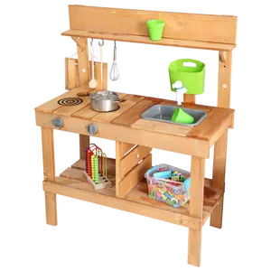 Berpura-pura bermain Prasekolah kayu memasak Set mainan dapur Set mainan kayu untuk anak-anak gadis dapur mainan