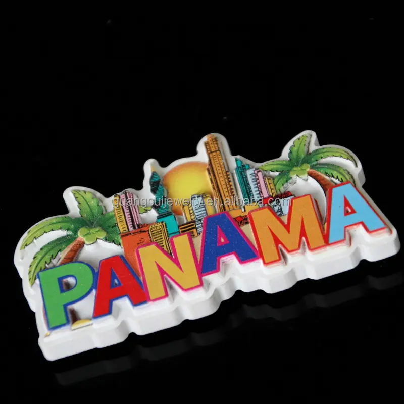 Grosir desain kustom hadiah suvenir pariwisata Panama magnet kulkas polyresin