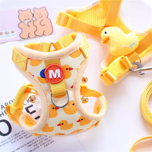 Rarewe Set kekang anjing kucing, aksesori hewan peliharaan Logo kuning bayi bebek dicetak Set <span class=keywords><strong>Harness</strong></span> kucing dapat disesuaikan rompi <span class=keywords><strong>Harness</strong></span> - Product Image 4