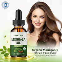 Huile de Moringa Liquide OEM Marque Privée, Extrait Herbal Naturel de Feuilles de Molène, Gouttes de Complément à Base de Feuilles, Huile de Moringa pour la Croissance Capillaire