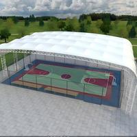 Toiture à membrane tendue à installation rapide en tissu PVDF et acier galvanisé pour abri de sport extérieur de basketball