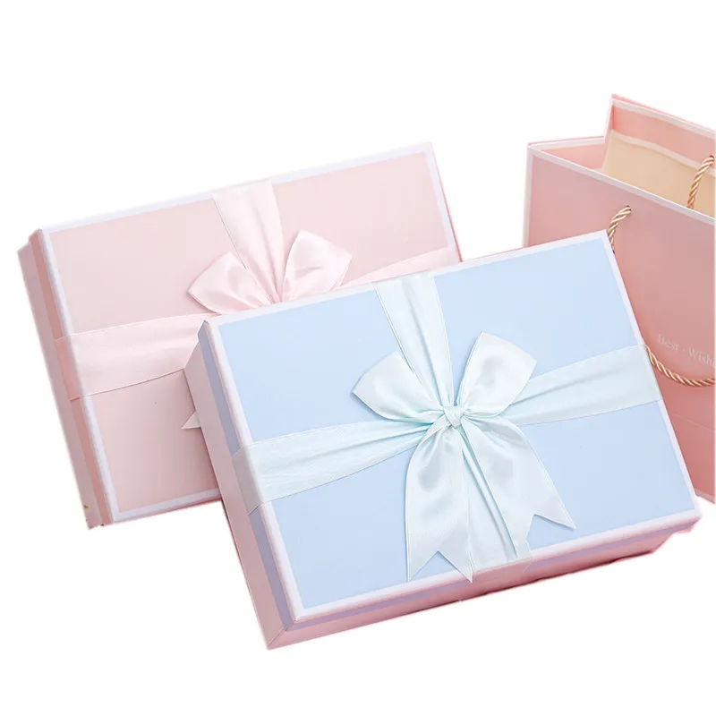 Wholesale Custom Eco Friendly Bow Gift Box Birthday Holiday Wedding Clothing Packaging White Cardboard Gift Box For Underwear