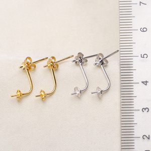 S925 <b>Silver</b> DIY <b>Pearl</b> Accessories 2218 Hollow Support Double <b>Pearl</b> <b>Earrings</b> with 6-9mm Beads <b>Silver</b> Jewelry - Product Image 2