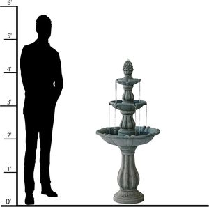 बैटरी और इलेक्ट्रिक 3 टियर पोर्टेबल आउटडोर फाइबरग्लास राल सजावटी पक्षी स्नान उद्यान जल फव्वारा - Product Image 4