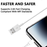 Cable USB para iPhone de 1 m, Blanco, Certificado MFi, Carga Rápida de 2.4 A, 480 Mbps, Cable de Datos Lightning Original para iPhone 12, 13, 14, 15