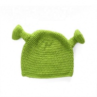 Nouveau 3D longues oreilles Crochet monstre Shrek hiver vert fête drôle à la main tricoté bonnet chapeau Skullies casquette
