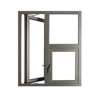 Ventana de Seguridad Horizontal Abatible de Aleación de Aluminio Moderna Personalizada de Fábrica, Aislamiento Térmico, Resistente al Humo, para Edificios Comerciales, OEM