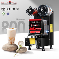 Machine de scellage automatique de gobelets Baiwin 500-600 gobelets/h, scelleuse électrique pour gobelets en papier et en plastique 90/95mm pour thé au lait à bulles et café