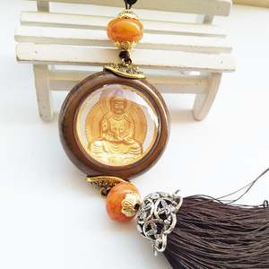 Pendentif de voiture Guanyin Bouddha double face en résine imitation bois de pêche Shuai Shun, style chinois, décoration intérieure, pour rétroviseur - Product Image 2