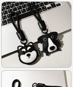 Porte-clés de voiture en cuir PU de haute qualité pour chiot chat cartable pendentif bijoux métal fer suspendu ornement petits cadeaux en vrac - Product Image 1