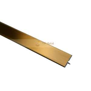 C332 Bande de profil en T décorative en acier inoxydable brossé or Garniture de carrelage mural en métal pour meubles - Product Image 1