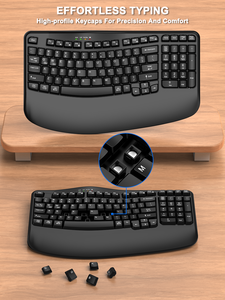 Phím sóng Ergonomic Bàn phím không dây thoải mái tự nhiên gõ bàn phím máy tính USB không dây cho Windows/<span class=keywords><strong>Mac</strong></span> với Palm-Rest - Product Image 6