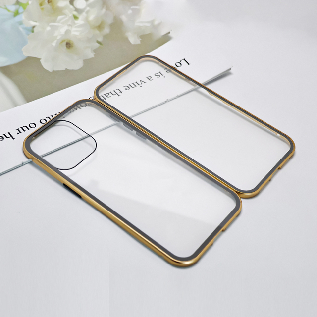 360 Full protection Metal Double Side Tempered Glass Phone case Creative Magnetic for iPhone 1615 14 13 12 11 7 8 Xr Xs Pro Max