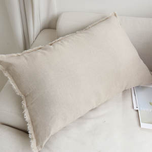 2024 gros frange 100% lin taie d'oreiller ensemble femme au foyer style enveloppe taie d'oreiller taie d'oreiller avec des cravates doux et confortable - Product Image 6