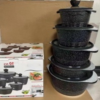 Lot de 10 casseroles en alliage d'aluminium avec revêtement antiadhésif en pierre médicale, modèle Lotus, double fond moulé sous pression