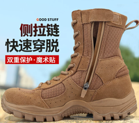 Bottes tactiques marron pour l'entraînement, le camping, la pêche, la chasse, la randonnée, respirantes, imperméables, chaudes, en cuir véritable Oxford
