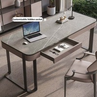 Mobilier de bureau Ensemble de bureau de luxe Bureaux d'ordinateur Table d'étude moderne et simple avec cadre en acier inoxydable doré