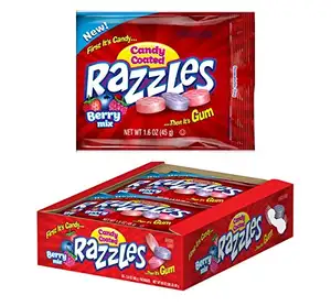 Razzles Aneka Rasa Berry Mix Tas Permen Karet Dapat Ditutup Kembali-Paket 24 Hitungan
