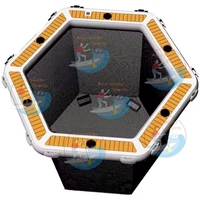 Hamac gonflable 4-en-1 hexagonal pour piscine avec filet à séchage rapide pour adultes, chaise longue portable pour la plage, la piscine et le lac