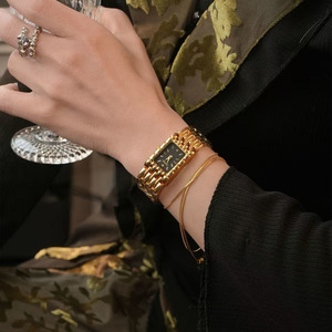 360 /seno สร้อยข้อมือสี่เหลี่ยมสไตล์วินเทจแฟชั่นทองเรียบง่ายย้อนยุคนาฬิกายาวของผู้หญิง - Product Image 3