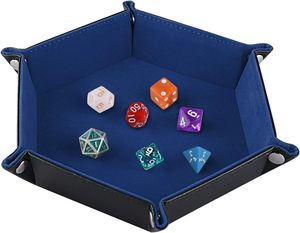 Hot Sell <b>Collapsible</b> Double Layer Pu Leather Hexagon Dice <b>Storage</b> Tray Portable Box For Dnd Tabletop Gaming - Product Image 1