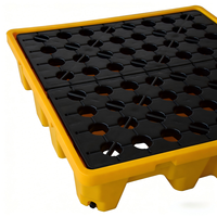 Paleta de HDPE de Doble Cara a Prueba de Fugas, Diseño de 2 y 4 Barriles, para Uso Industrial en Almacenes y Cámaras Frigoríficas