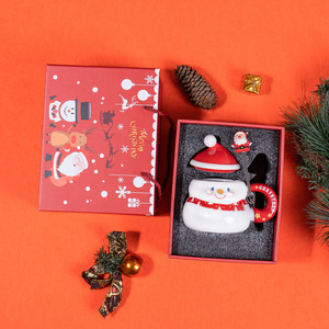 Công suất lớn Mug gốm với nắp muỗng sáng tạo xuyên biên giới thiết kế của Snowman Santa Claus Món Quà Giáng sinh nước cup trang trí nội thất - Product Image 6