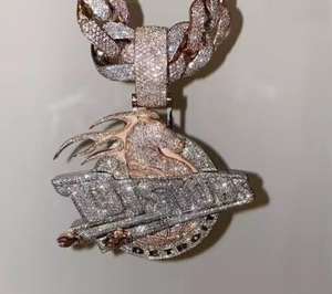 Colgante de Moissanita para Hombre, Diseño Hip Hop, Chapado en Oro Rosa, Forma de Letra, Elegante, Plata de Ley 925, Estilo Diamante de Lujo - Product Image 5