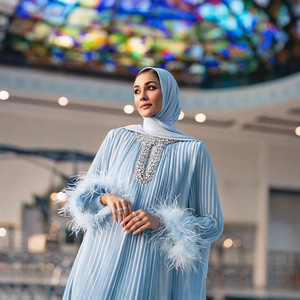 मियोक महिलाओं के प्लस आकार की प्लेटेड ड्रेस लाइट लक्जरी मध्य पूर्वी कपड़े आकस्मिक शैली की लंबाई वाली लंबी स्कर्ट पोशाक - Product Image 4