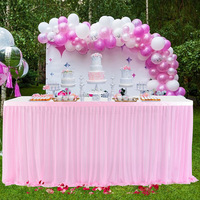 Falda de mesa de tul transfronteriza de 4 pies para bodas y fiestas al aire libre, mantel de gasa de nieve perlada para mesa de registro.