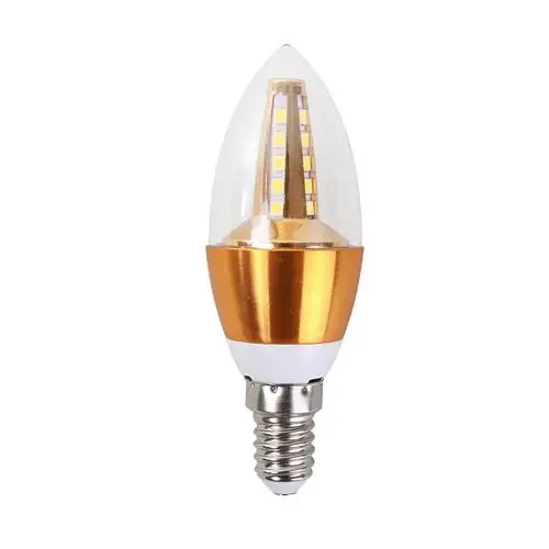 LED Candelabra Bulb E14 E27 Non-Dimmable LED Candle Bulbs Daylight White Chandelier Bulbs AC85-265V Torpedo Shape Golden Color