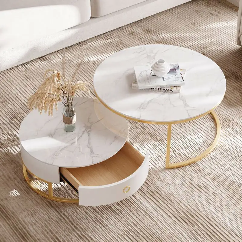 Mesa de centro de aço inoxidável para sala de estar, ouro ou prata, moderno