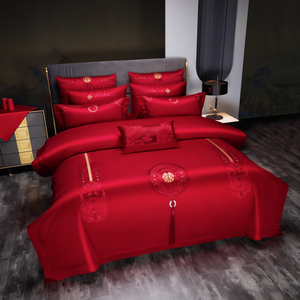 Sang Trọng Đám Cưới Duvet Bộ Đồ Giường Đặt Vua Kích Thước Lụa Quilt Comforter Đám Cưới Tấm Ga Giường Bìa Nữ Hoàng Kích Thước Bộ Đồ Giường Bộ - Product Image 2