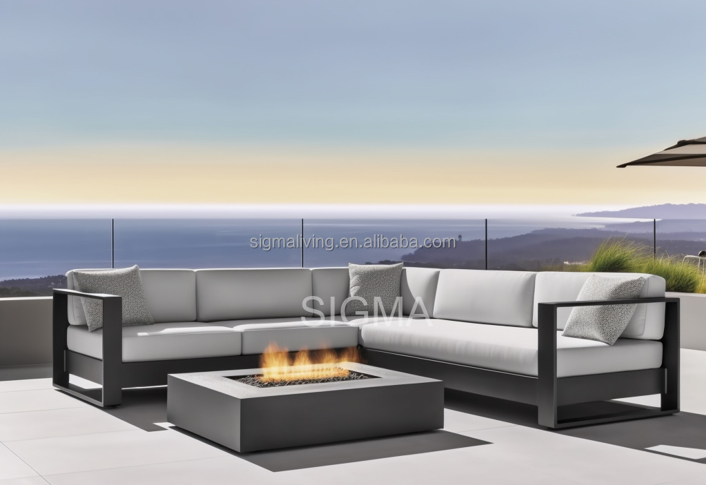 Luxury Outdoor Furniture Villa Leisure Sofa  Patio Waterproof All Weather Aluminum Garden 3-Seater Sofa