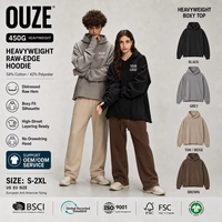 Sweat à capuche homme avec passe-pouce, 450 g/m², molleton bouclette épais, poignets côtelés superposés, style streetwear américain, bord roulé, logo personnalisé
