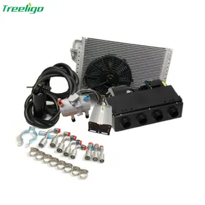 12V 24V Car Air Conditioner Universal Underdash AC Evaporator Heat & Cool Black BEU-404-000 With Electric Compressor