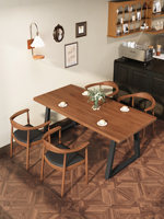 Ensemble table et chaises de salle à manger en bois massif de style vintage, personnalisable, pour hôtel, gîte, cantine commerciale